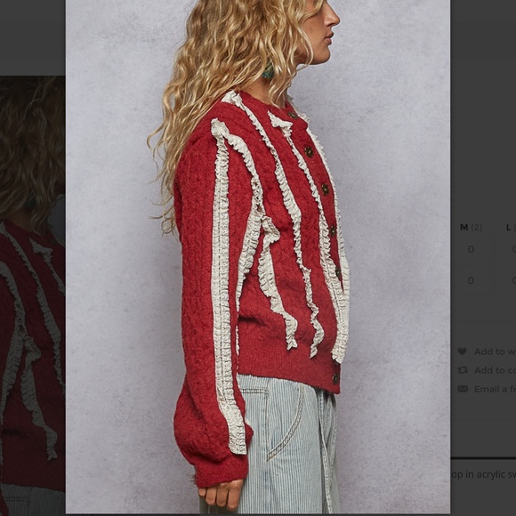 POL “ Beatrice “ POL Button Up Sweater with Lace Trim Detail 95A - Picture 2 of 4